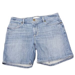 Loft Mid Indigo Blue Relaxed Skinny Denim Shorts